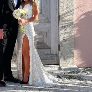 Jovani 00 ivory/off white shimmer prom dress